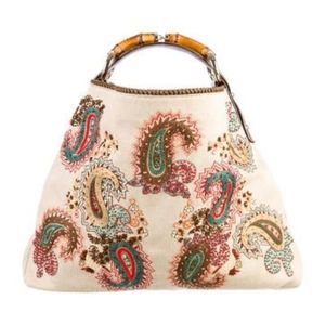 EUC l Beige Canvas Gucci Large Horsebit Hobo l Multicolor Paisley